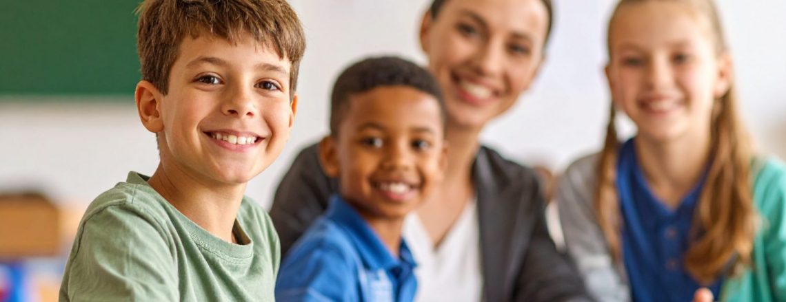 Kinder mit LRS & ADHS mit einer Sonderpädagogin beim unterstützenden Lernen in der Schule